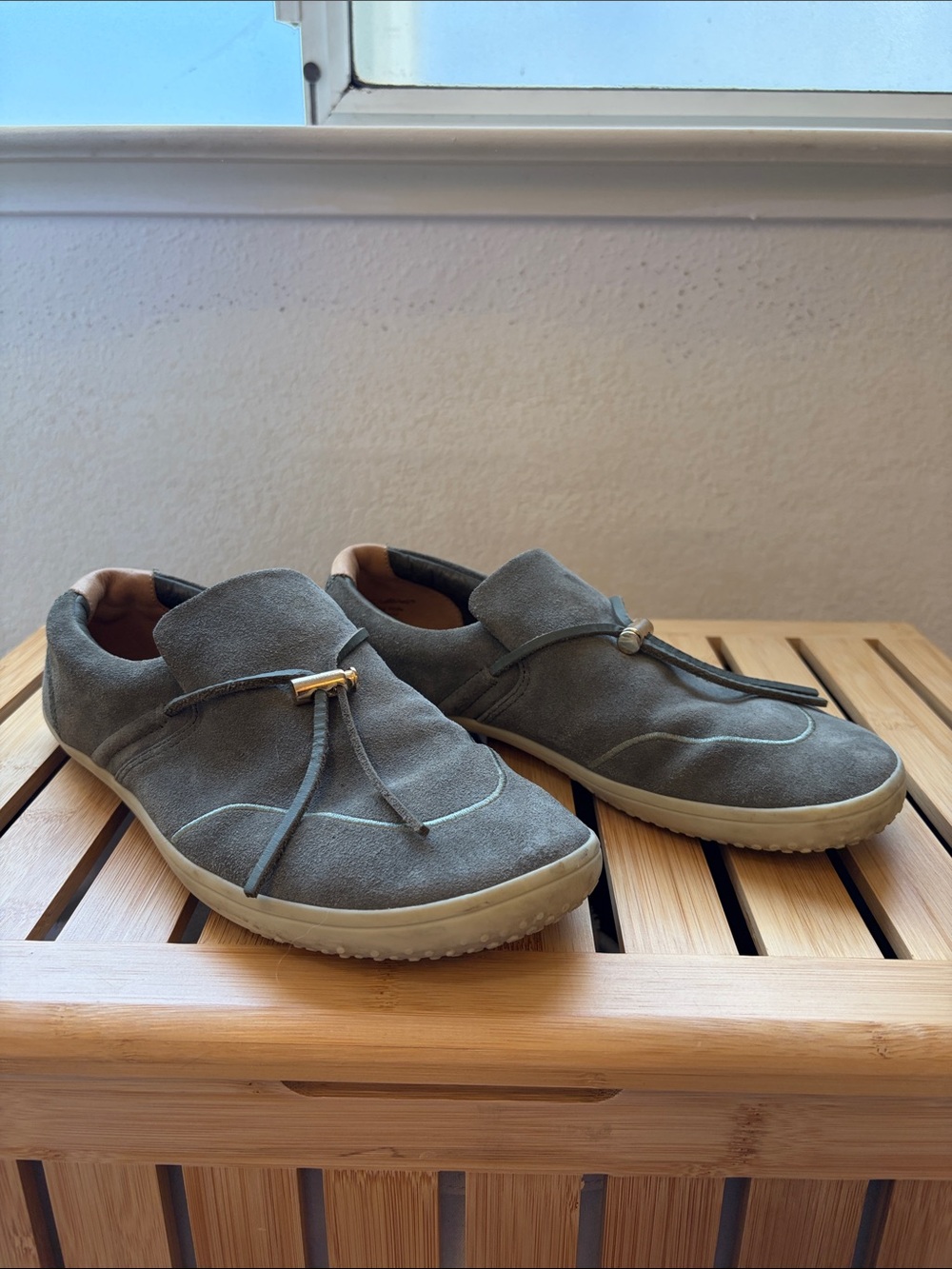 Vivo Barefoot Ra Slip On Olive Gray Suede Moccasins